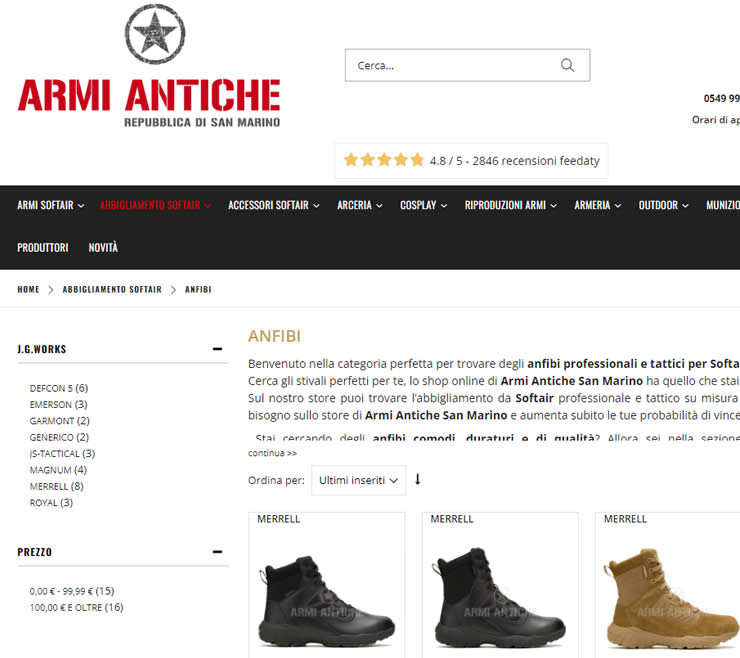 SHOP ARMI ANTICHE SAN MARINO